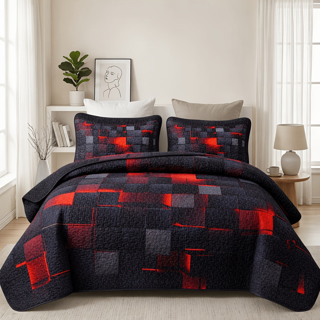 2/3pcs Ultrasonic Quilted Bed Cover, Coin & Floral Pattern Retro Bedspread, Soft Breathable Non-Slip Mattress Cover, Machine Washable Bedding For Bedroom Dorm Guest Room, 10 Colors Available