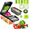 14-in-1 Multifunctional Vegetable Chopper with Large Capacity Collector | Stainless Steel Blades, Manual Operation, Includes Egg Separator, Easy to Clean, Ideal for Dicing, Slicing, and Grating Vegetables and Fruits