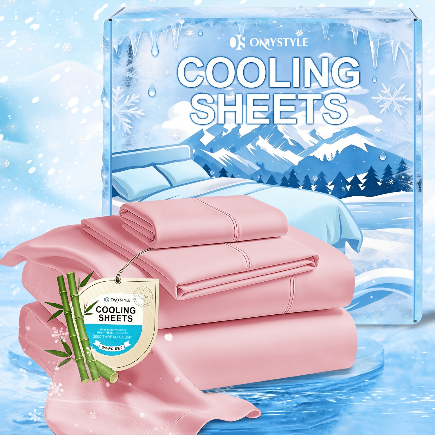Cooling Bamboo Sheets Set Deep Pocket Ultra Soft Breathable Skin-Friendly Fitted Sheet Flat Sheet Pillowcases Wrinkle Free Twin Full Queen King Kids Gift