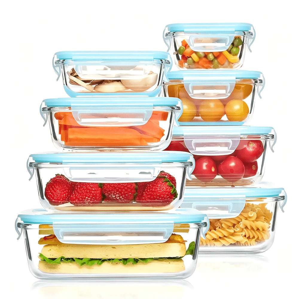 24/16pcs (12/8 Lids And 12/8 Containers) Sealed Glass Food Storage Container, Outdoor Picnic, Lunch Box, Microwave, Oven Safe, Perfect for Salads, Fruits, Vegetables, And Sandwiches, Lunch Box | Sealed Storage | Durable Glass