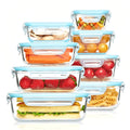 24/16pcs (12/8 Lids And 12/8 Containers) Sealed Glass Food Storage Container, Outdoor Picnic, Lunch Box, Microwave, Oven Safe, Perfect for Salads, Fruits, Vegetables, And Sandwiches, Lunch Box | Sealed Storage | Durable Glass