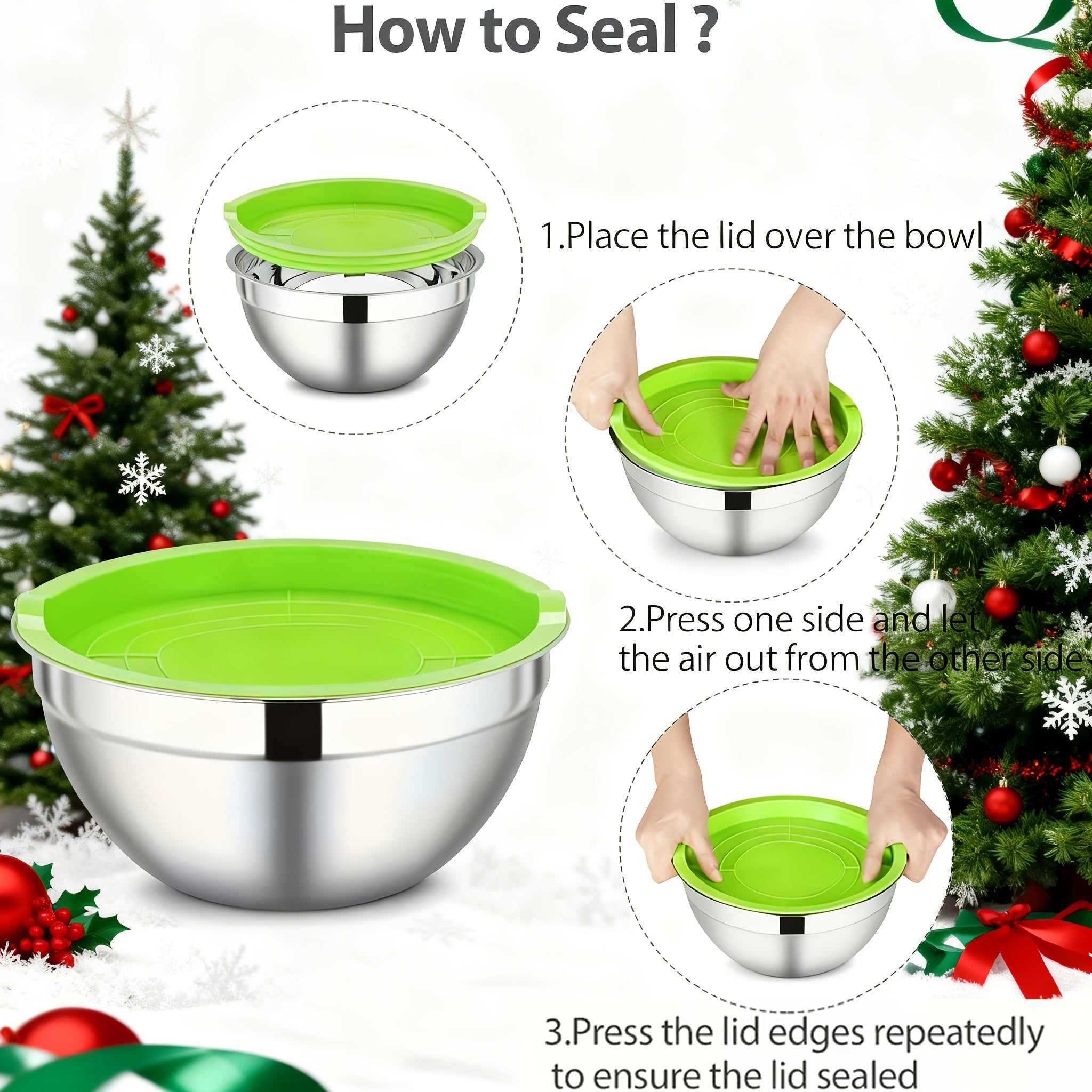 30pcs Stainless Steel Mixing Bowls with Airtight Lids - 7 Bowls & Lids + 23 Kitchen Tools, Grater Attachments, Size 4.5, 3.6, 2.7, 2.1, 1.7, 1.1, 0.7QT, Great for Mixing & Serving, Christmas, New Year, Mother Gift
