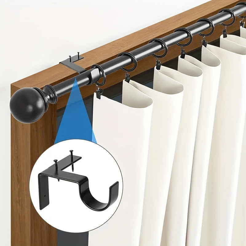 4/8pcs No-Drill Curtain Rod Bracket, Adjustable Curtain Rod Holder with Easy Installation, Heavy-Duty Window Curtain Support with Wall-Mounted Design, Ideal for Living Room, Bedroom, And Doors