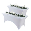 2pc 4ft/6ft/8ft Spandex Tablecloth, Fitted tablecloth, Wrinkle Resistant Stretchable Rectangle Table Cover For Event, Wedding & Parties