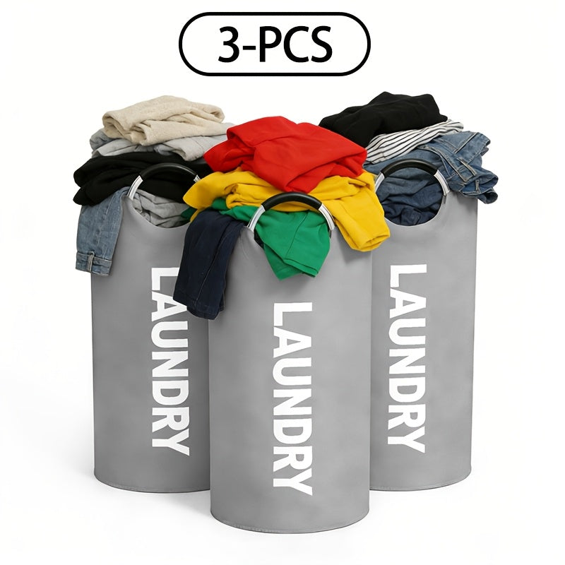3pcs/4pcs Large Oxford Cloth Dirty Clothes Basket Foldable with Handle Laundry Basket Suitable for Student Dormitories, Laundry Rooms, Living Rooms, Bedrooms, Bathrooms, Independent Storage Bags, Laundry Baskets