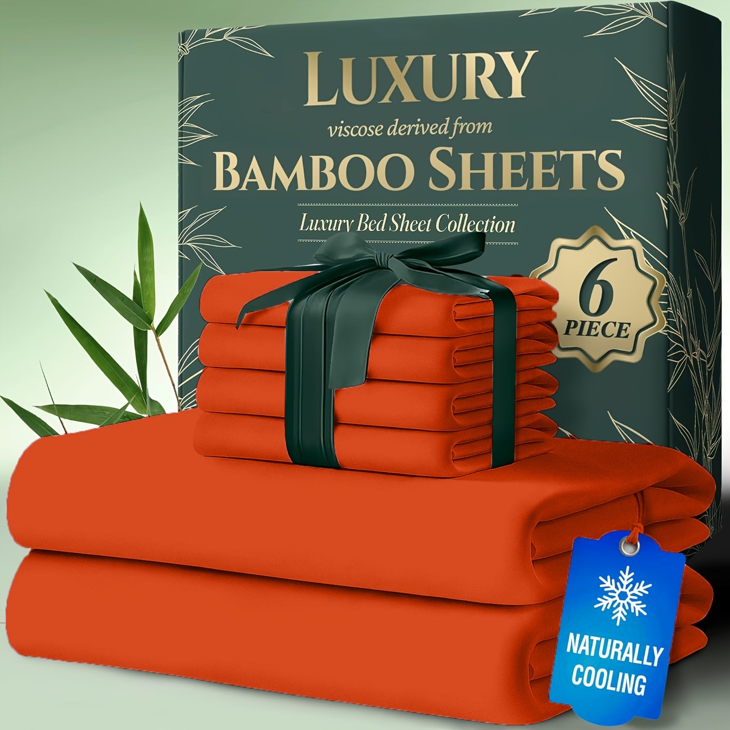 Bamboo Cooling Bed Sheets 6 Piece Set Deep Pocket 17 Inch Hot Sleepers Cloud Soft Luxury Fitted Sheet Flat Sheet Pillowcases Twin Full Queen King