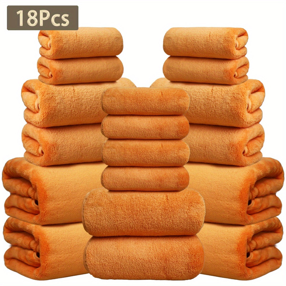 18pcs Coral Velvet Towel Bath Towel Set, 4 Bath Towels, 4 Towels, 10 Square Towels, Suitable for Hotel, Home, Travel, Spa