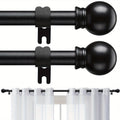 2 Pack Curtain Rods for Windows 28 to 95 Inch, 5/8 Inch Extra Long Matte Black Curtain Rod for Bathroom, Living Room, Kitchen
