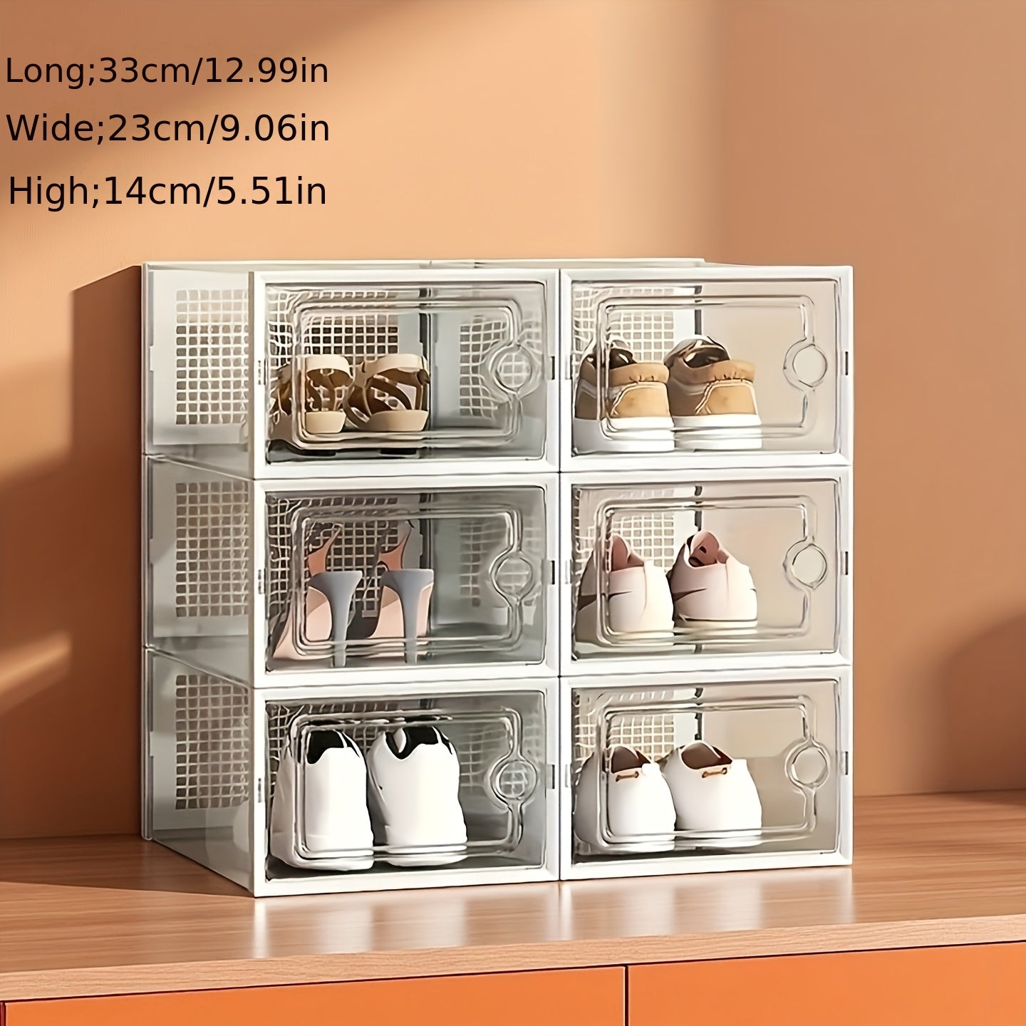 6/12/24pcs Thickened Transparent Shoe Boxes with Lid, Foldable Stackable Free Combination Shoe Rack, Plastic Sneaker Container, Space Saving Storage Organizer for Entryway Bedroom, Home Shoe Box Shoe Racks Shoe Storage Organizer Shelf