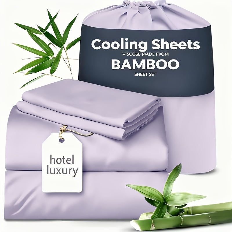 Cooling Sheets for Hot Sleepers Bamboo Bed Sheets Set 4 Pcs 1660TC Ultra Soft Deep Pocket Fitted Sheet & Pillowcases Twin Full Queen King Multiple Colors