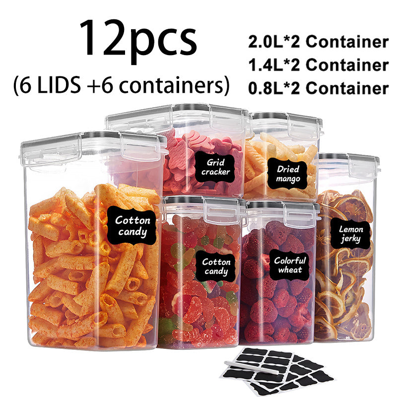 12/14/20/48/84pcs Food Storage Container Set, Fresh-Keeping Boxes, Easy-to-Secure Lids - Airtight Plastic Containers, Suitable For Pantry, Travel, Outdoor Picnics, Kitchen Organization, Comes With Labels And Marker(6/7/10/24/42 Lids+Containers)