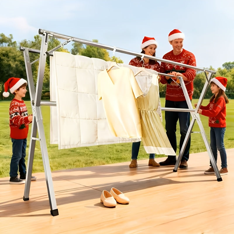 A Versatile Clothes Drying Rack Available in Three Sizes, 63", 78.7" And 95", Designed for Both Indoor And Outdoor Use. This Durable Metal Rack Is Collapsible And Features a Heavy-Duty Stainless Steel Clothesline, Drying Racks
