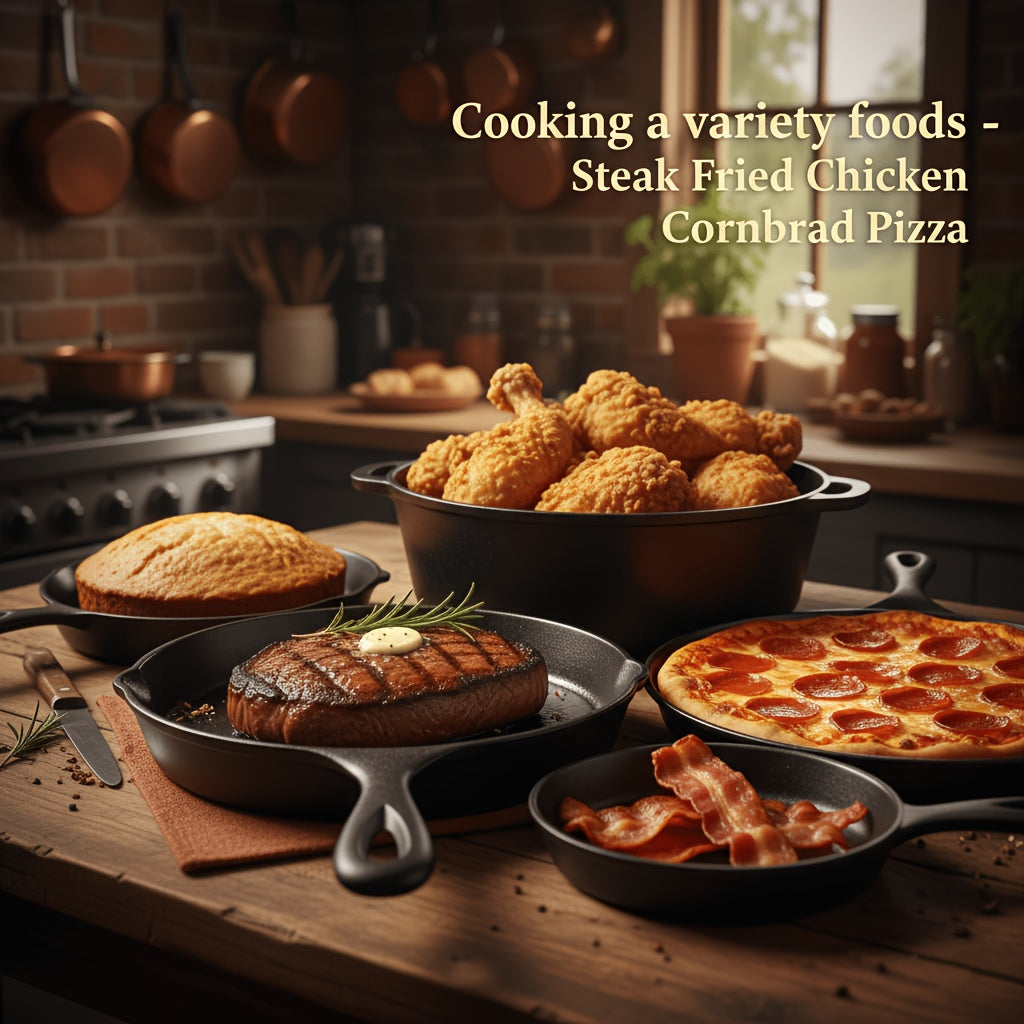 Cast Iron Cookware Sets for Kitchen, Camping & BBQ | Skillets, Dutch Ovens, Griddles & Pizza Pans