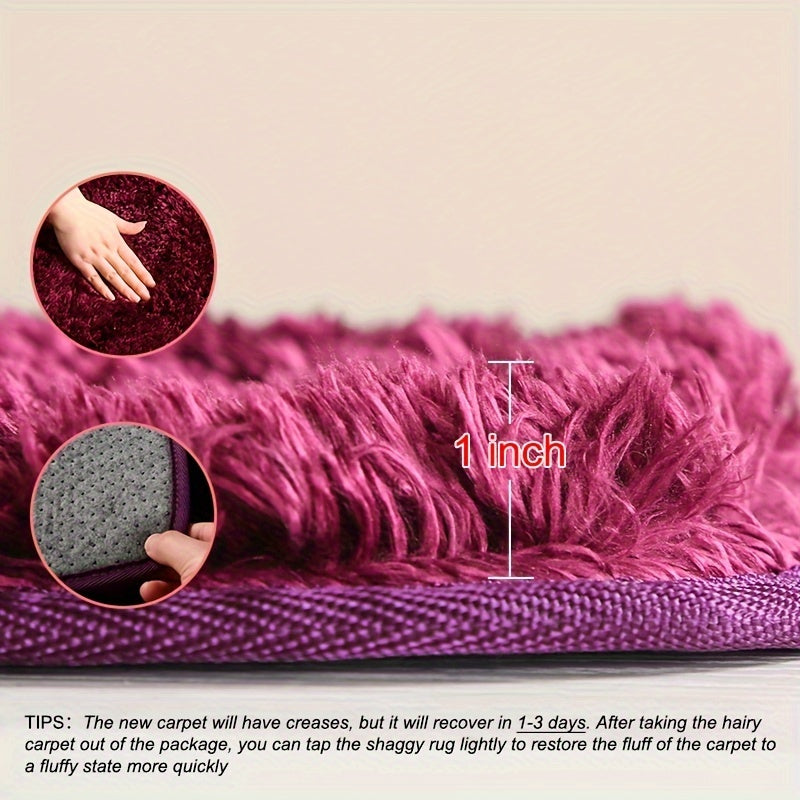 1pc Rectangle Area Rug, Polyester Fine Hairs Tufted Plush Carpet, 900g/㎡ Solid Color, Machine Washable Non-Slip Soft Floor Mat for Living Room Bedroom Bedside Indoor Décor