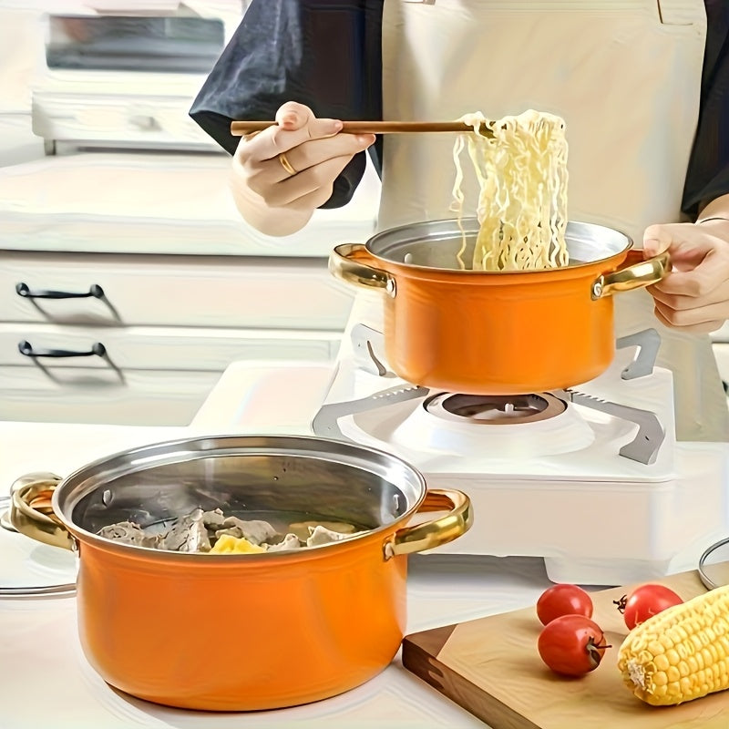 12pcs Thin-Gauge Stainless Steel Cookware Set - Induction Cooker Cooking, Large Pot, Cheese Pot, Dual Handle with Lid, Suitable for Soup, Hot Pot, Pasta, Seafood Soup, Rice Cookware