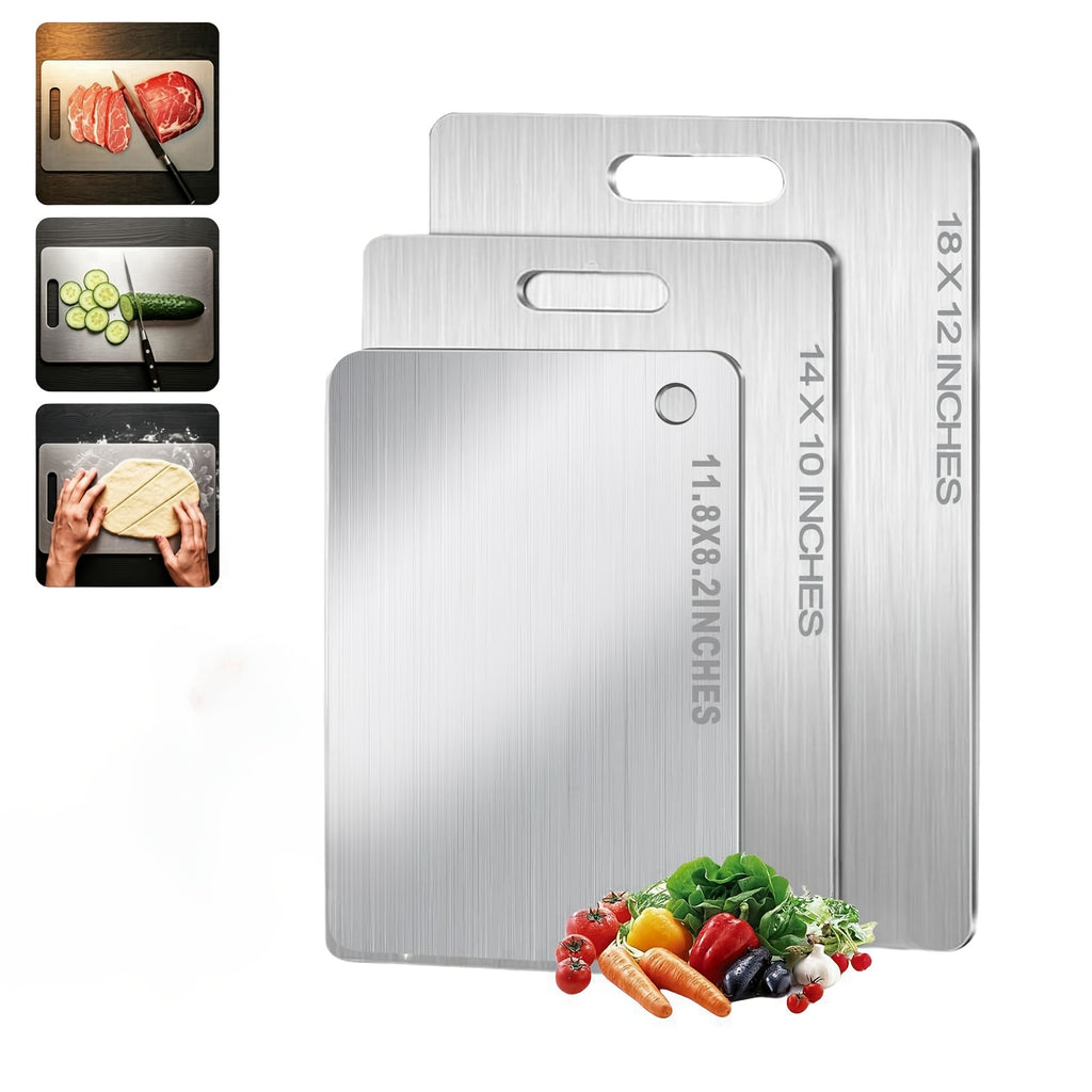 Titanium Cutting Board for Kitchen, 2025 New Upgrade 100% Pure Titanium Cutting Boards 3pcs, Large/Medium/Small Cutting Board, Double Sided Durable Metal Cutting Board