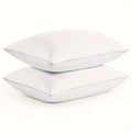 Queen Size Set of 2 Luxury Hotel Pillows - Goose Down & Grey Goose Feather Bed Pillows with 100% Soft Cotton Shell, Machine Washable Suitable for Back, Stomach or Side Sleepers, - Bedding