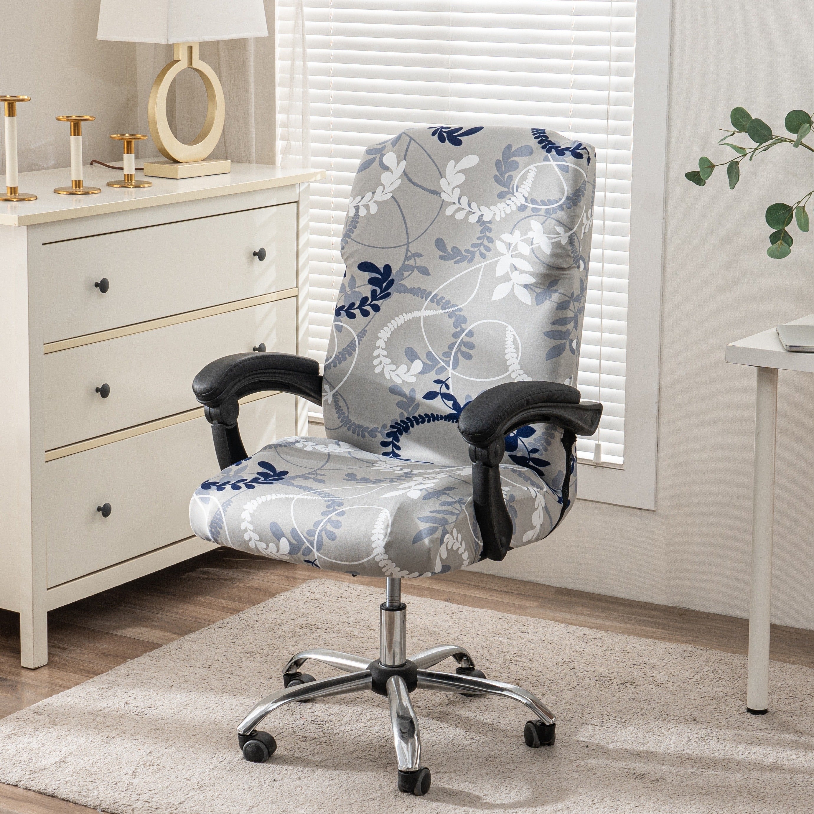 1pc Stretch Printed Computer Office Chair Covers, Soft Fit Universal Desk Rotating Chair Slipcovers, Removable Washable Anti-Dust Spandex Chair Protector Cover With Zipper, Valentine'S Day Gift, Valentine'S Day Decorations