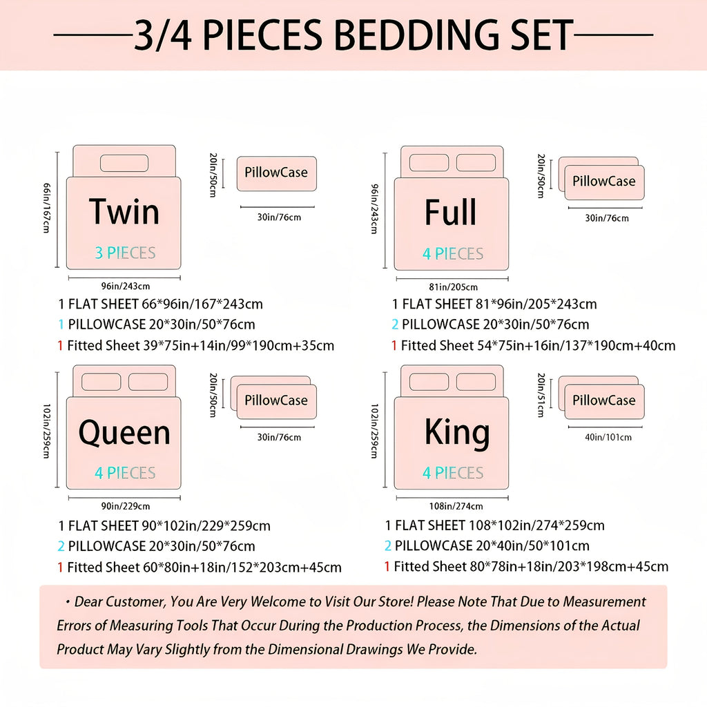 3/4pcs Breathable & Cooling Bed Sheet Set, for extra Deep Pocket King/Queen/Full/Twin Sheets, Hotel Luxury, Soft Wrinkle-Free For Extra Deep Mattresses, Includes Fitted Sheet, Flat Sheet & 1/2 Pillowcases, Gifts For The Family