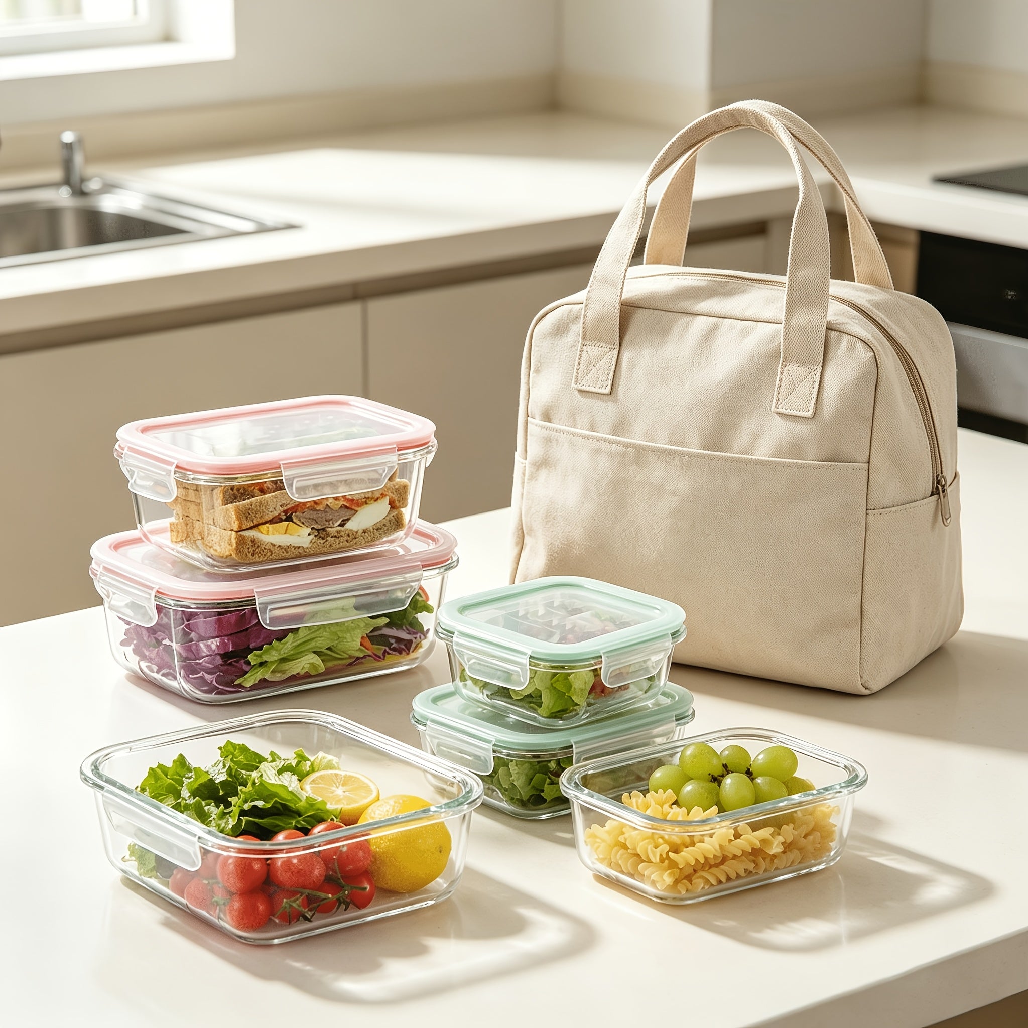 16pcs Sealed Glass Food Storage Containers, Lunch Boxes, Microwave Ovens, Ovens - Perfect for Salads, Fruits, Vegetables, And Sandwiches, Lunch Boxes | Sealed Storage | Durable Glass, Food Storage Containers (8 Lids And 8 Containers)