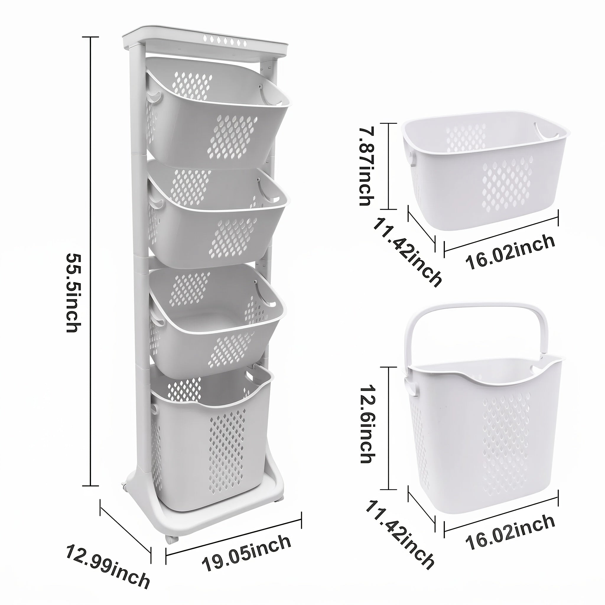 Laundry Hamper, Modern Upgrade 3/4 Tier Laundry Basket with Wheels, Large Capacity Laundry Basket, Movable By Layer Classification, Home Storage, Suitable for Laundry Room, Bathroom Decor And Accessories, Laundry Organizers And Storage