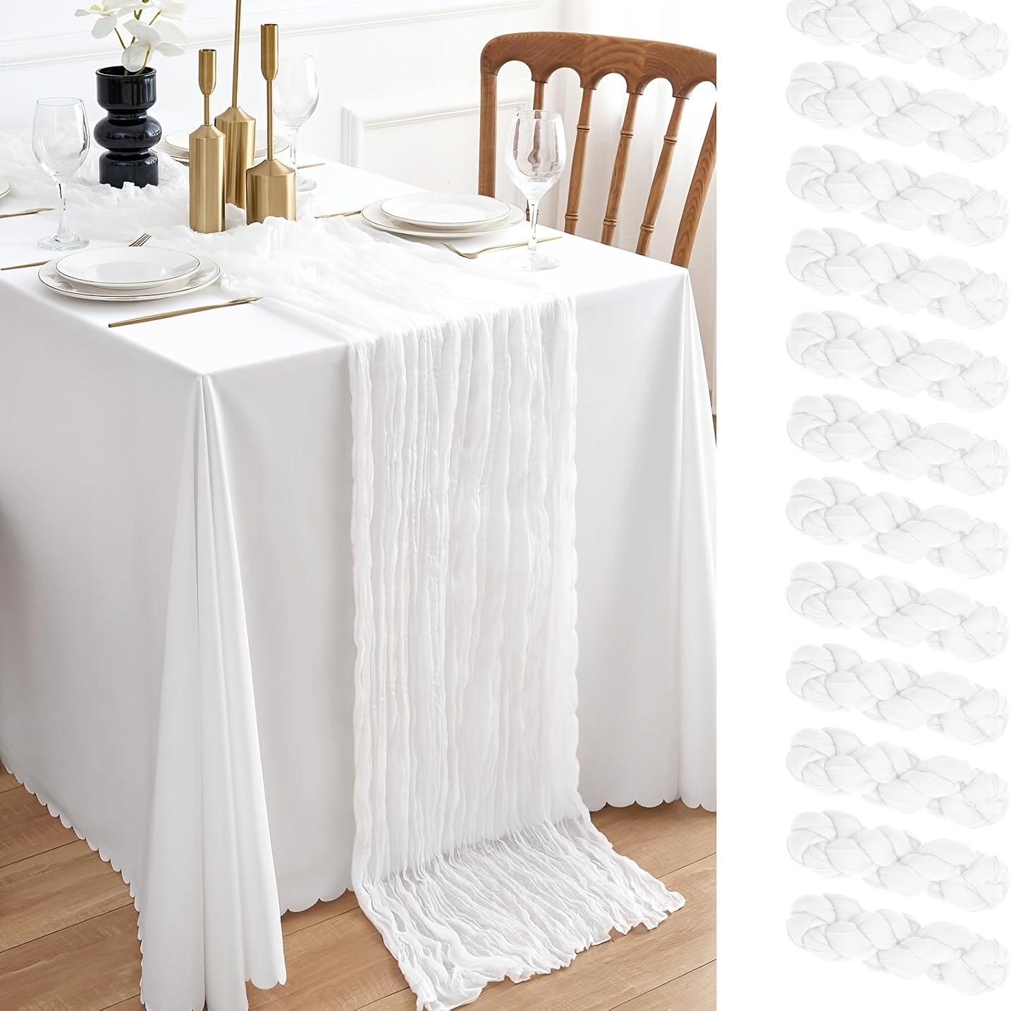 12pcs Cheesecloth Table Runner 10ft Boho Gauze Table Runner 21.3*120Inch Rustic Cheese Cloth Roll Romantic Long Cheesecloth Bulk for Wedding Bridal Shower Birthday Party Decor