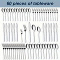 90P Stainless Steel Silverware Suitable for 18 People to Use, 60/90pcs, Steak Knife, Salad Fork, Dessert Spoons, Cutlery Set with Gift Box, Kitchen Accessories, Home Outdoor, Wedding Camping Stuff, Halloween Party Gift, Dishwasher Safe