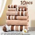 10pcs/3pcs/1pc Towel Set, No Hair Loss, Super Water Absorption,Ultra-Soft Microfiber Beach Towels for Adults, Super Soft Five-star Hotel Standard Two-color Striped Interval Bath Towel Combination(11.81x11.81inch, 13.78x29.53inch, 27.56x55.12inch)