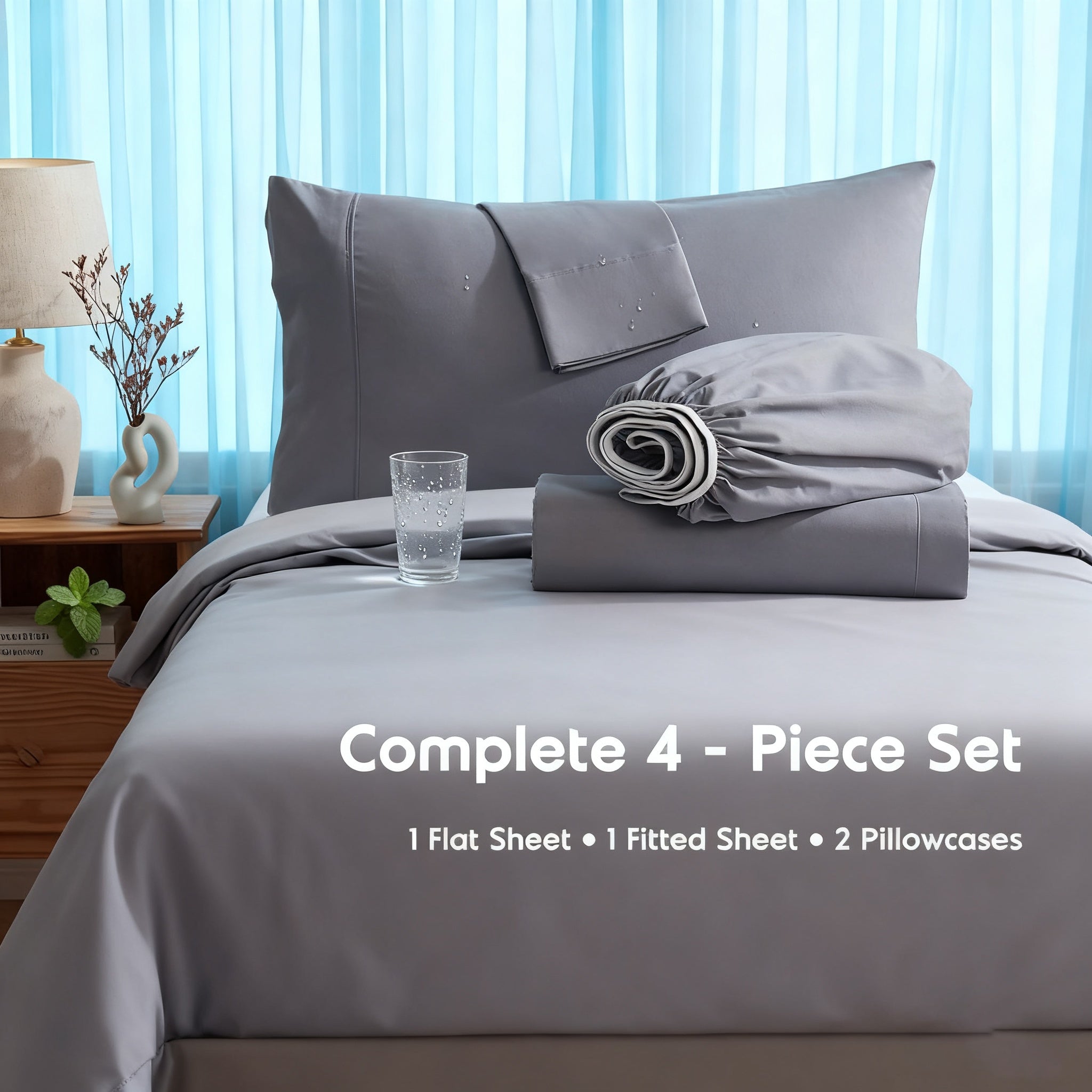 3/4pcs Breathable & Cooling Bed Sheet Set, for extra Deep Pocket King/Queen/Full/Twin Sheets, Hotel Luxury, Soft Wrinkle-Free For Extra Deep Mattresses, Includes Fitted Sheet, Flat Sheet & 1/2 Pillowcases, Gifts For The Family