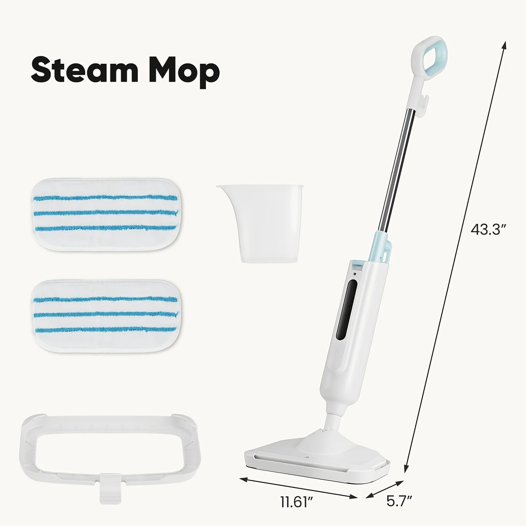 10-in-1 Steam Mop, 1300W Detachable Handheld Floor Cleaning Steam Machine, 16-Foot Power Cord, 2 Washable Mop Pads, Multi-Surface Steam Cleaner Suitable for Hardwood Floors, Tile, Laminate, and Carpets