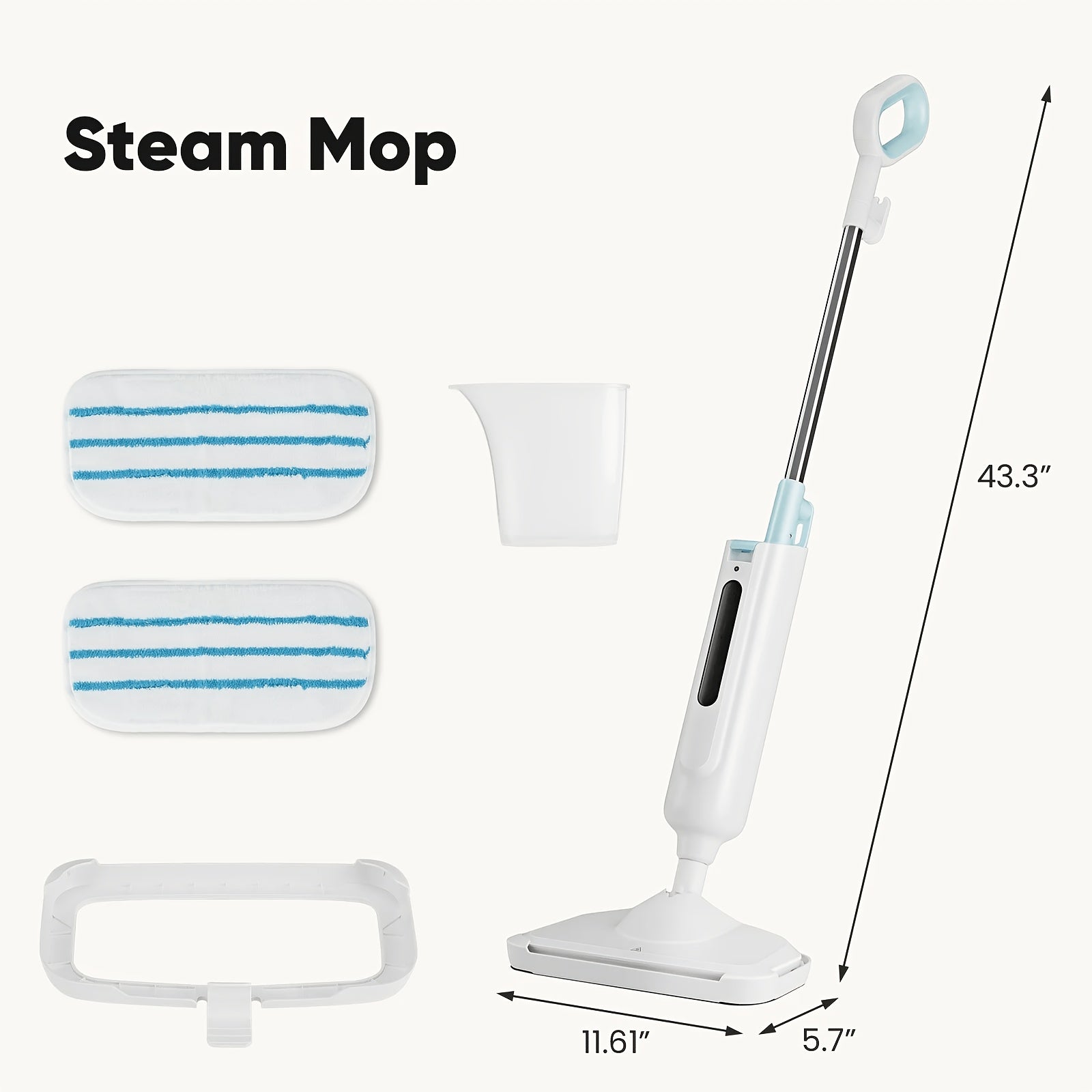 10-in-1 Steam Mop, 1300W Detachable Handheld Floor Cleaning Steam Machine, 16-Foot Power Cord, 2 Washable Mop Pads, Multi-Surface Steam Cleaner Suitable for Hardwood Floors, Tile, Laminate, and Carpets