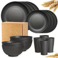 16pcs Dinnerware Set Made from Wheat Straw, Featuring Large Plates, Dessert Plates, Bowls, And Cups. This Modern, Unbreakable Dish Set Is Safe for Both Dishwashers And Microwaves, Lightweight for Easy Handling, Ideal for Camping And Daily Use