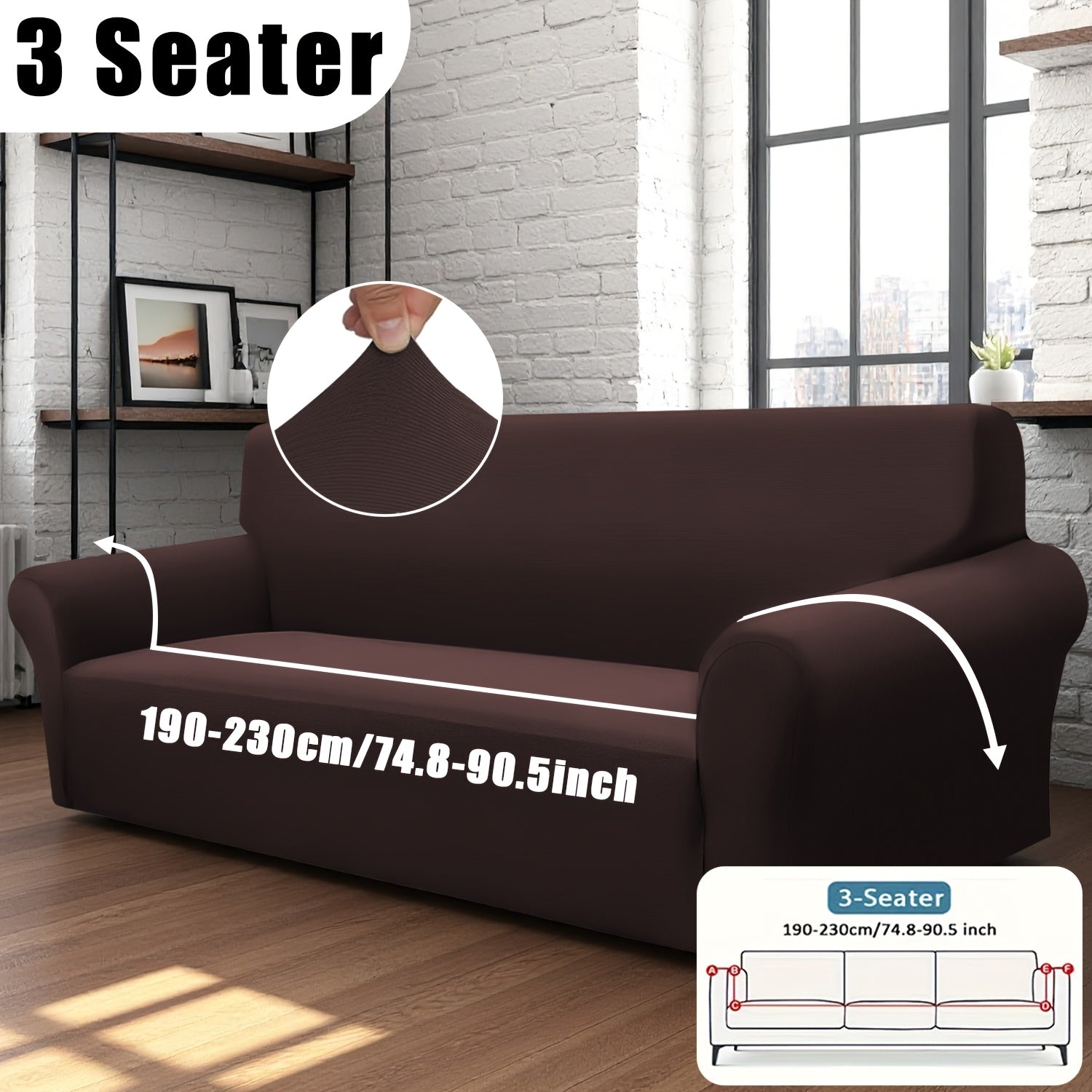 Classic Stretch Sofa Cover with Elastic Band, Milk Fiber Fabric Slipcover-Grip, Machine Washable, Polyester And Spandex, Fits Armchair to 4-Seater Sofas, International Style Throw Design