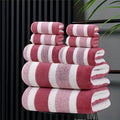 8pcs Set, Lint-Free, Super Absorbent, Ultra-Soft Two-Tone Striped Bath Towel Set, Including 2pcs Large Bath Towels, 2pcs Large Face Towels, And 4pcs Hand Towels