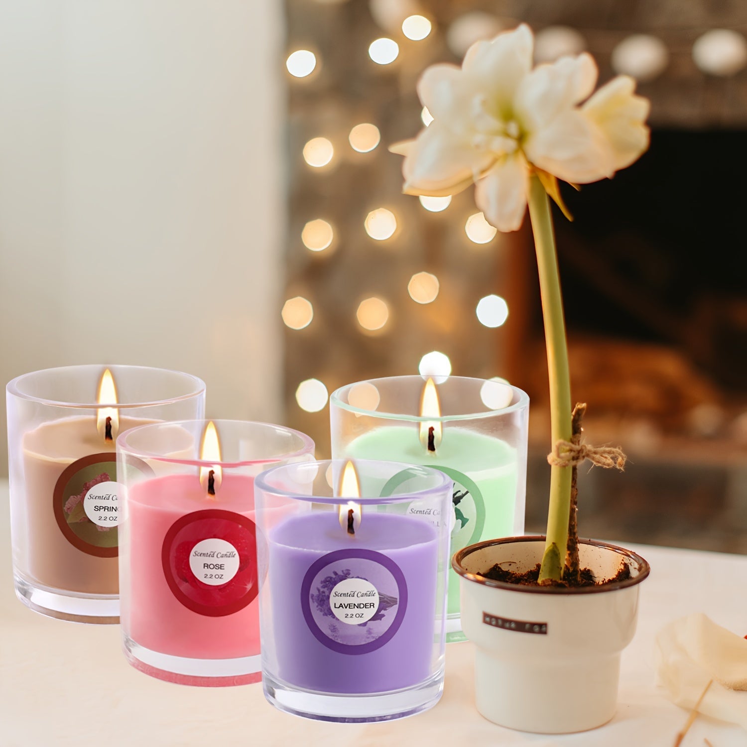 20 Pack Strong Scented Soy Wax Candles in Glass Jars - 10 Aromas (Lavender, Vanilla, Jasmine) with Decorative Dried Flower Labels, Individually Wrapped Gift Set for, Birthdays, Christmas, Valentine’s Day, Weddings & Decor (Rain