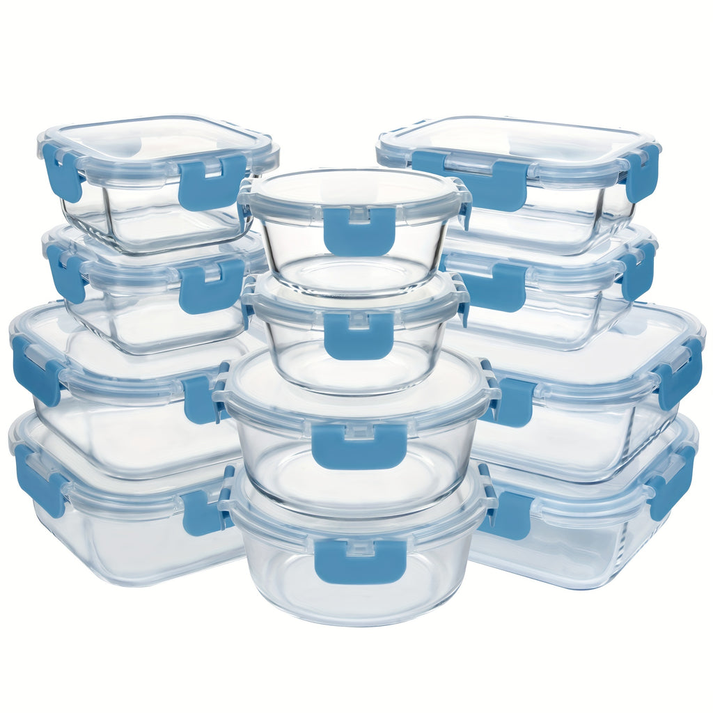 24pcs (12 Lids+12 Glass Bowl) Borosilicate Glass Food Storage Containers with Airtight Lids, Ideal for Meal Prep, Lunches - Microwave and Dishwasher Safe