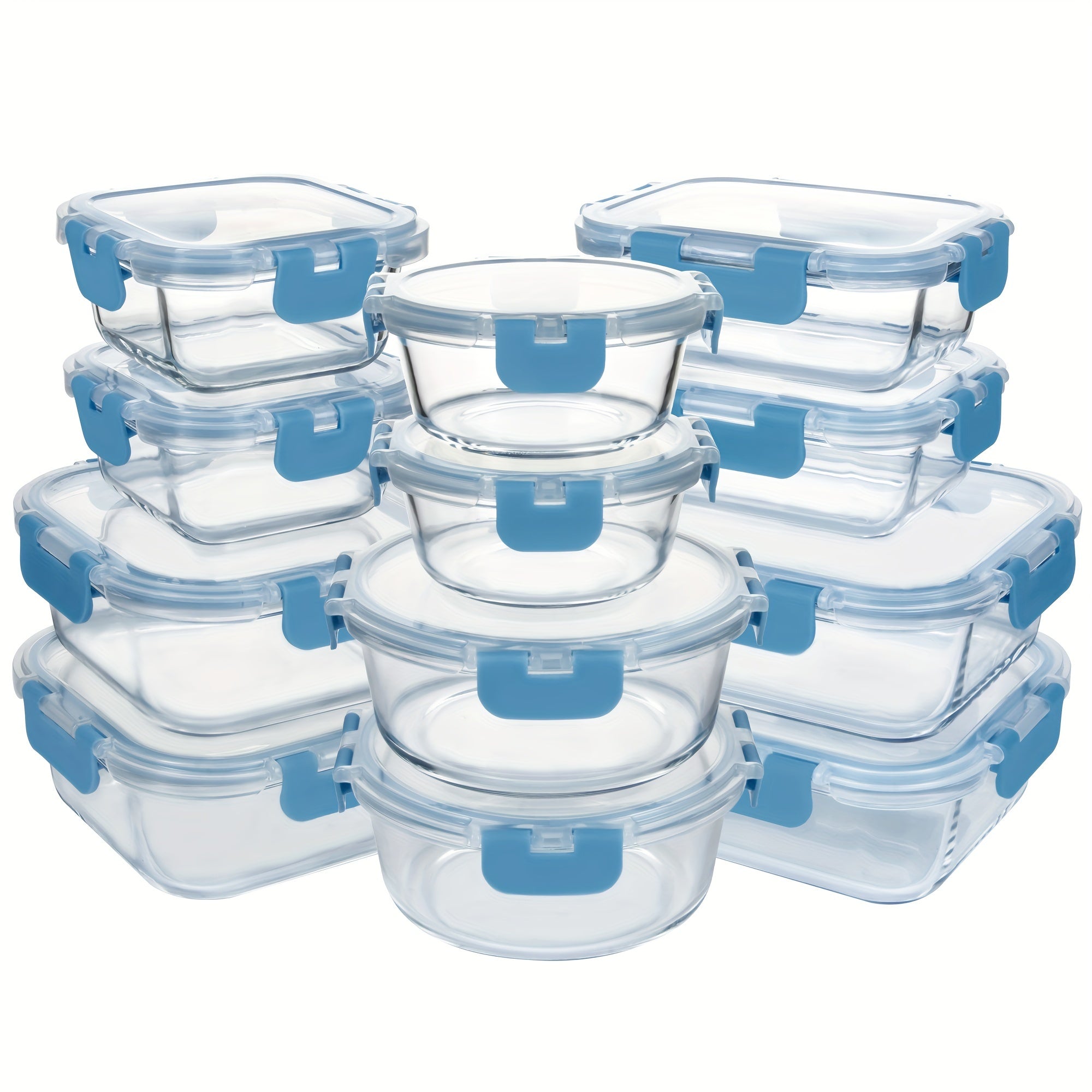 24pcs (12 Lids+12 Glass Bowl) Borosilicate Glass Food Storage Containers with Airtight Lids, Ideal for Meal Prep, Lunches - Microwave and Dishwasher Safe
