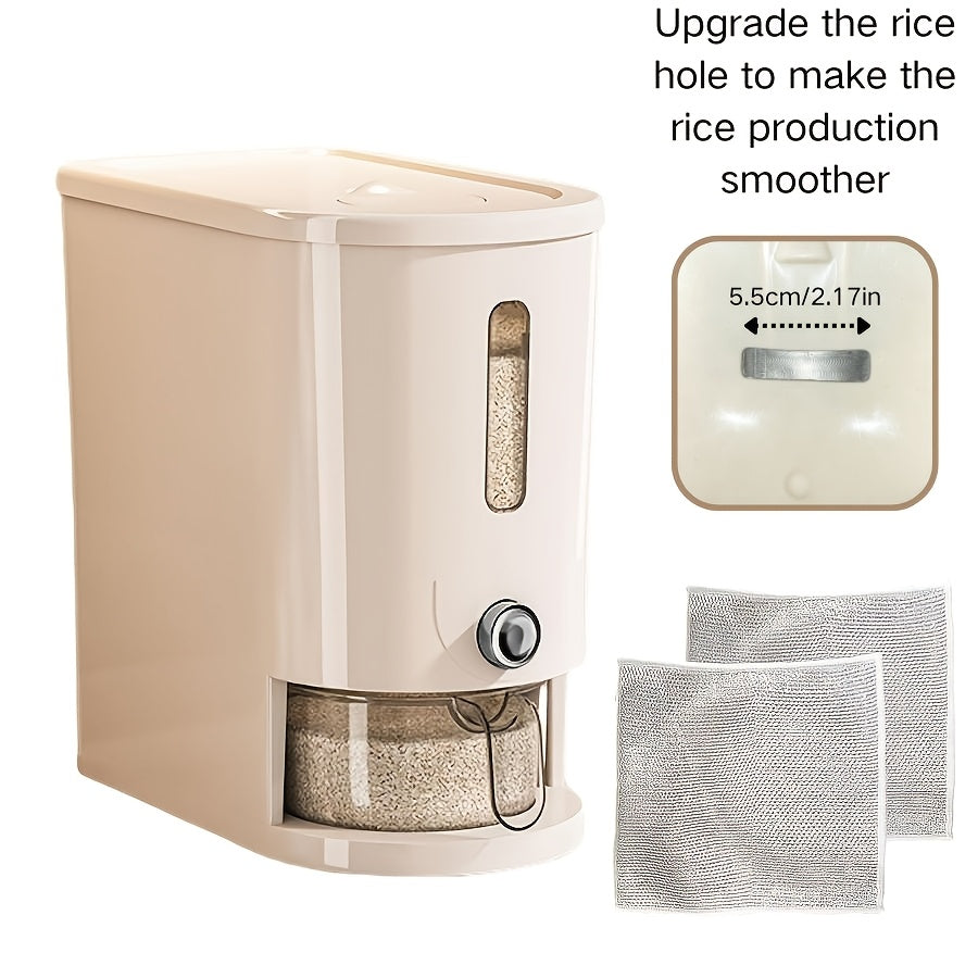 Insect-Proof Moisture-Proof Sealed Large-Capacity Rice Container 11Lbs/22Lbs Quantitative Rice Storage Bucket with Measuring Cup Flip-Top Food-Grade Durable PET Flour Storage Box Home Kitchen Fashion Organization Grain Storage Organizer, PP Material