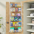 8-Tier & 6-Tier Over The Door Pantry Organizer - Metal Hanging Spice Rack for Pantry Door, Kitchen, Laundry & Bathroom Organization Versatile Back of Door Seasoning Rack in Black & White