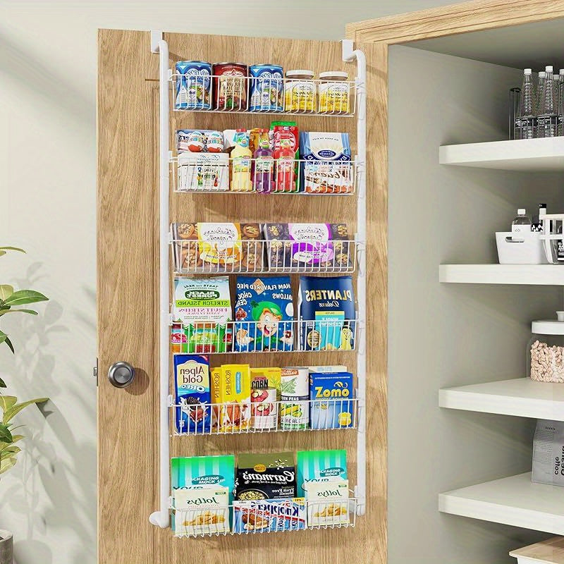 8-Tier & 6-Tier Over The Door Pantry Organizer - Metal Hanging Spice Rack for Pantry Door, Kitchen, Laundry & Bathroom Organization Versatile Back of Door Seasoning Rack in Black & White