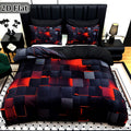 2D Flat 3pcs Cool Technology Digital Printing Material Quilt Cover Set Four Seasons Product, Red And Blue, Four Sizes (Twin, Full, Queen, King) (1pc Quilt Cover And 1/2pcs Pillowcases, Without Filling)