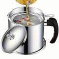 Stainless Steel Kitchen Grease Container with Strainer - Easy Pour Handle, Great for Storing Cooking Oils and Fats, Essential Kitchen Accessories, Kitchen Grease Jar