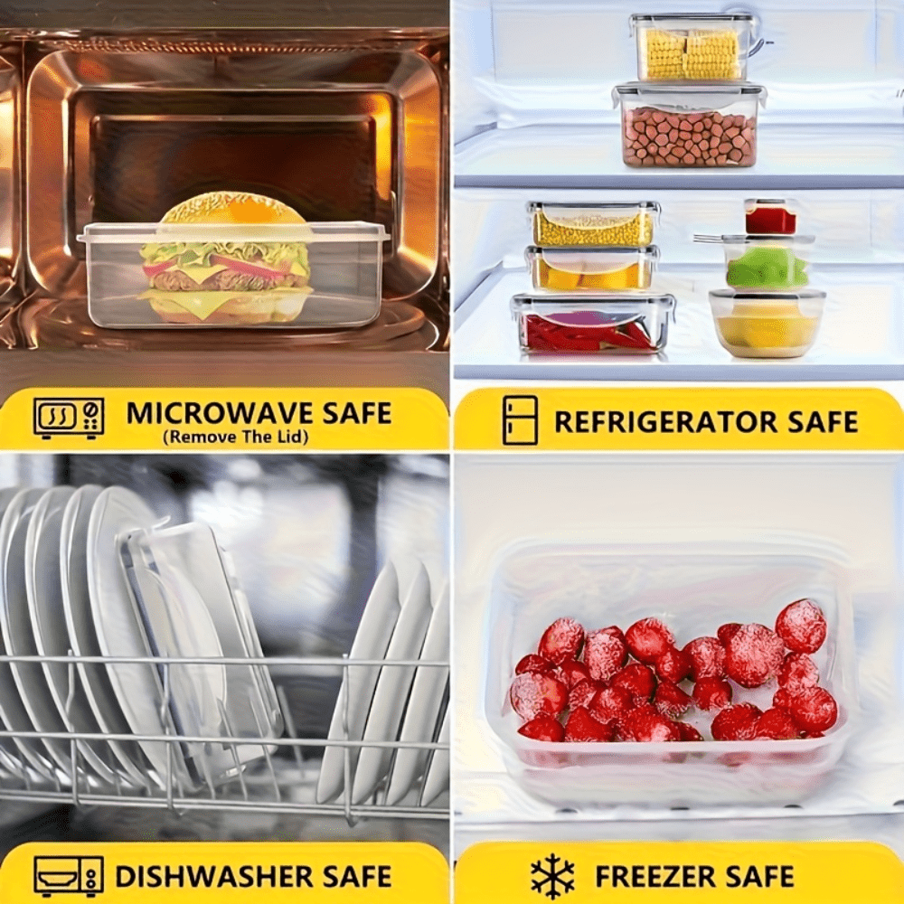 50/48/24/12pcs (25/24/12/6pcss Lid+25/24/12/6pcss), Heavy-Duty Stackable Food Storage Box Microwave Ovens Freezers, Leak Proof Fridge Food Cans, for Fruits, Vegetables, Leftovers, Food Storage Containers Kitchen Additions, Organizers & Storage