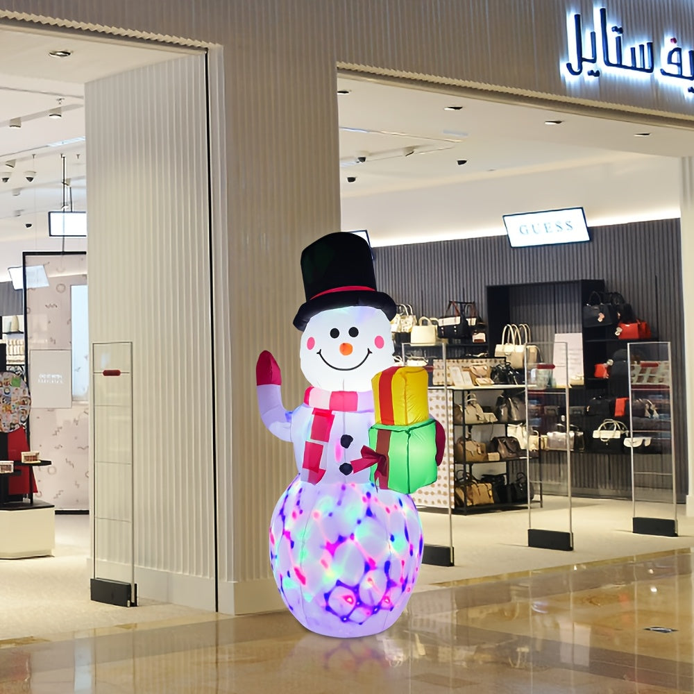 LED LIGHTS 1pc 5ft Giant Rotating LED Snowman Inflatable - Outdoor Yard Christmas Decoration with Vibrant Lighting Effects - Festival Decor for Home, Garden, Restaurant, And Party for BUSINESS