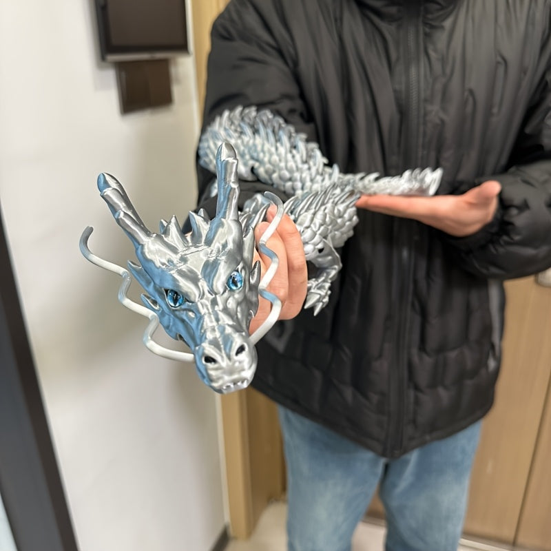 35.4" Giant Poseable 3D Printed Chinese Dragon Collectible Figurines | Articulated Joints Fantasy Decor, Flexible Desk Sculpture for Home/ Office/ Car Decor | Unique Mother's Day & Father's Day Gifts for Mom Dad, Perfect for Collectors from US Stock