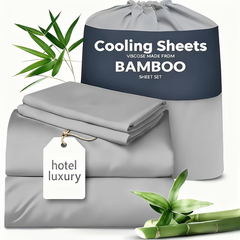 Cooling Sheets for Hot Sleepers Bamboo Bed Sheets Set 4 Pcs 1660TC Ultra Soft Deep Pocket Fitted Sheet & Pillowcases Twin Full Queen King Multiple Colors