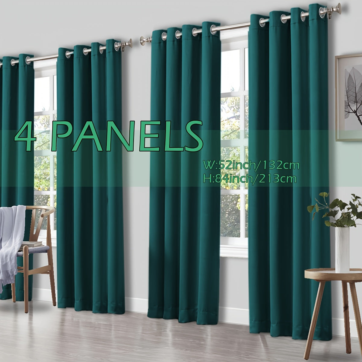 4 Panels Thermal Insulated Blackout Curtains - Triple Weave Thermal Insulation & Light Blocking, Solid Grommet Top, Polyester/ Linen-like Fabric, Deep Red for Bedroom, Living Room, Office - Window Drapes for Complete Darkness & Comf