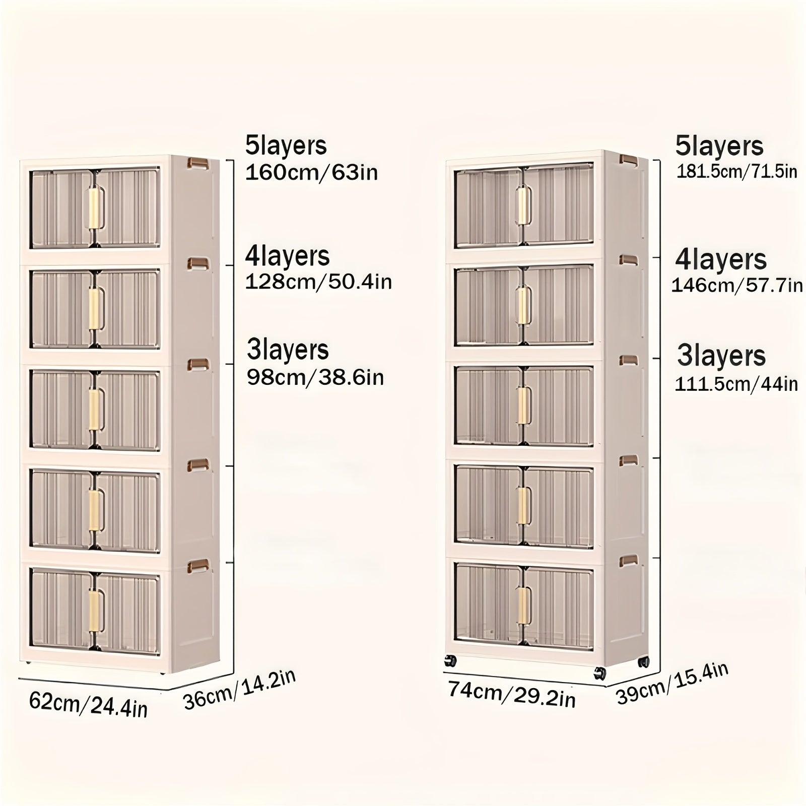 29.2In Folding Storage Cabinet, 3/4/5-Tier Extra Large Plastic Storage Bins with Lids, Foldable Stackable Storage Organizer with Wheels for Home, Office, Kitchen, Bathroom And Garage