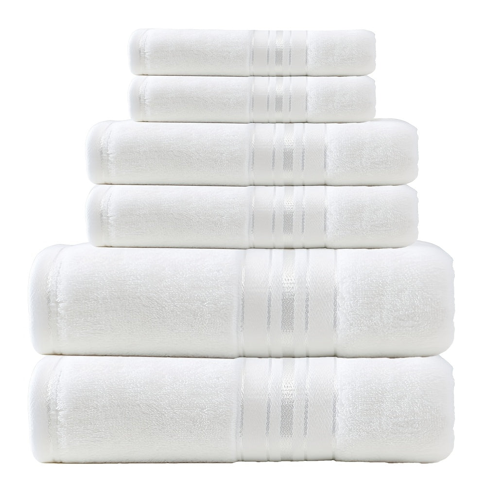 100% Cotton 6pcs Luxurious Towel Set - Super Soft, Absorbent & Stylishly Durable, Rapidly Drying, Gentle On Skin, Perfect For Bathroom, Spa, Hotel And Swimming Pool Including Washcloth, Hand & Bath Towels, Wash Cloths