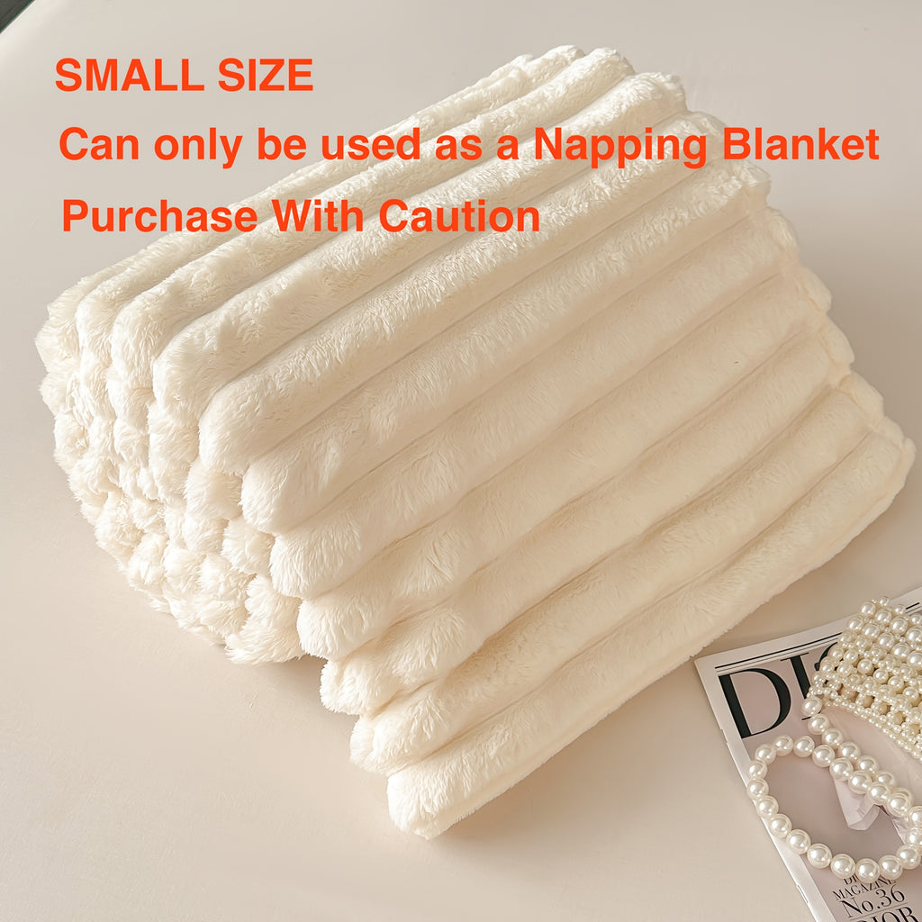 1pc Ultra-Soft 3-D Ribbed Rabbit Fur Flannel Blanket for Bed, Couch, Sofa, Nap Blanket Air Conditioning Blanket Office Outdoor Camping Blanket for All Seasons, Cozy Throw, High Quality Fleece, All Season Blanket, Gift Ideas for Friends&Family